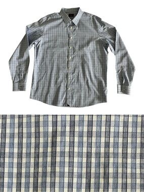 UNTUCKit Men’s XXL Tall Cotton Wrinkle Free Durif White Blue Long Sleeve Button